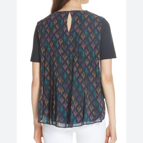 Ted Baker COLOUR BY NUMBERS HEARTS PLEAT BACK BLOUSE IN NAVY - Picture 5 of 6